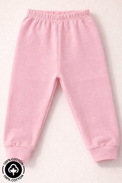 Miniel Unisex Baby Combed Organic Cotton 6-18 Months Cuffed Baby Pants Withou...
