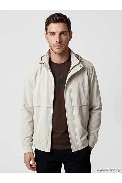 LC Waikiki Beige Standard Fit Hooded Men's Coat