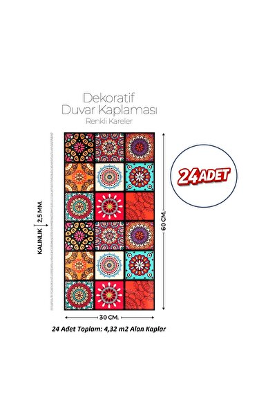 Brano 30X60 cm Kendinden Yapışkanlı Duvar,banyo,tezgah Arası Kaplama Çok Renk...
