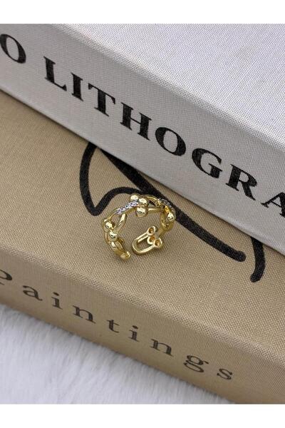 Hedef Bijuteri Gold Color Zircon Stone Tfny Lock Chain Detailed Special Serie...