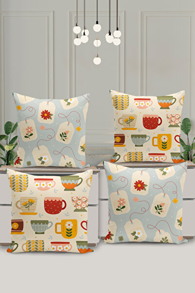 Filamente Σετ 4 καλύμματα μαξιλαριών διπλής όψης με ψηφιακή εκτύπωση - Ώρα Τσ...
