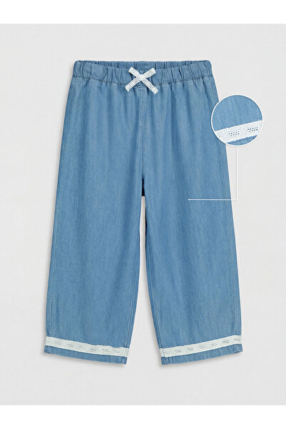LC Waikiki Nevavm Girls' Pants with Bow and Lace Trim