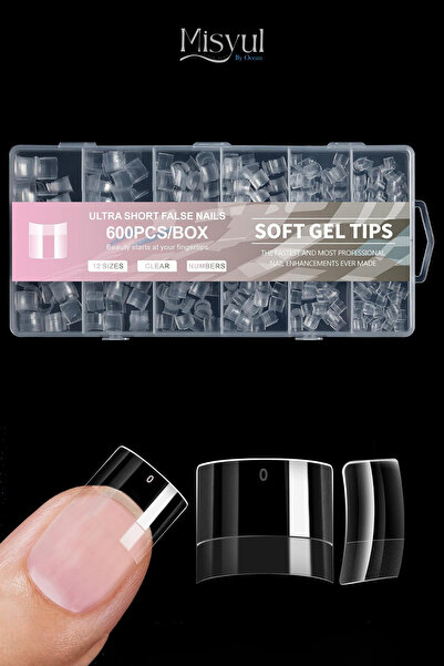 Misyul Soft Jel Tips Ultra Short Badem/Oval/Küt French Uyumlu Kısa Tips 600'l...