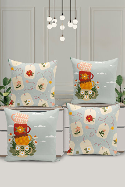 Filamente Σετ 4 καλύμματα μαξιλαριών διπλής όψης με ψηφιακή εκτύπωση - Ώρα Τσ...