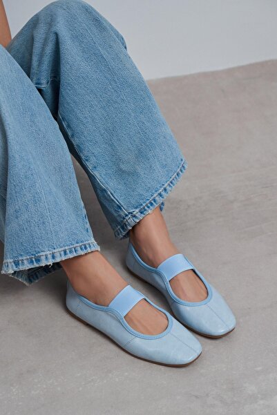 NİŞANTAŞI SHOES Morty Baby Blue Rustic Patterned Tape Detail Blunt Toe Daily ...