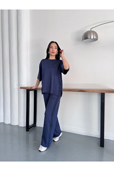 BELISTIL Set de două piese oversize pentru femei, tricou și pantaloni basic, ...
