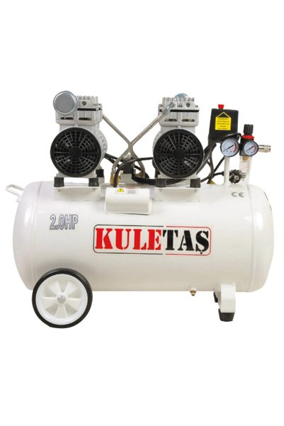 Kuletaş 50 Litre Kompresör 2HP 8 Bar Ultra Sessiz Yağsız Çift Motorlu Bakır Sargılı Süper Hızlı