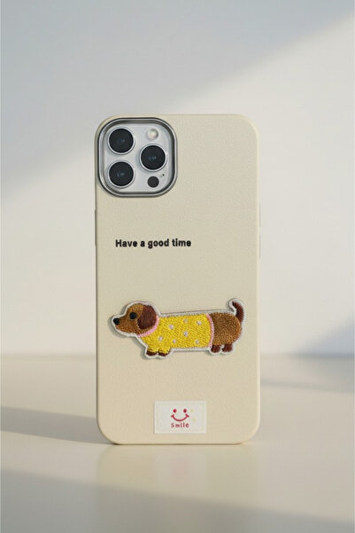 QUSCHU iPhone 13-14 Uyumlu Kawaii Nakışlı Sevimli Cute Dog Figürlü Silikon Te...