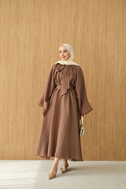 LOCCO Γυναικείο φόρεμα από ύφασμα τούλι με λεπτομέρεια δεσίματος στο λαιμό κα...