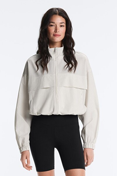 Oysho Çizgili elastik kumaş katmanlı ceket