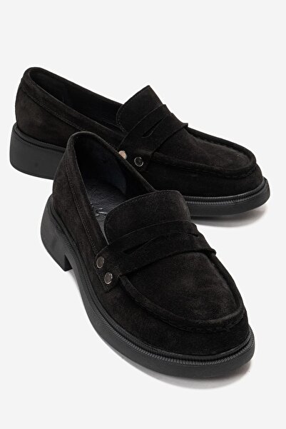 Zeynep Sıradağlı Γυναικεία Loafer από γνήσιο δέρμα Alitzel, μαύρο σουέντ