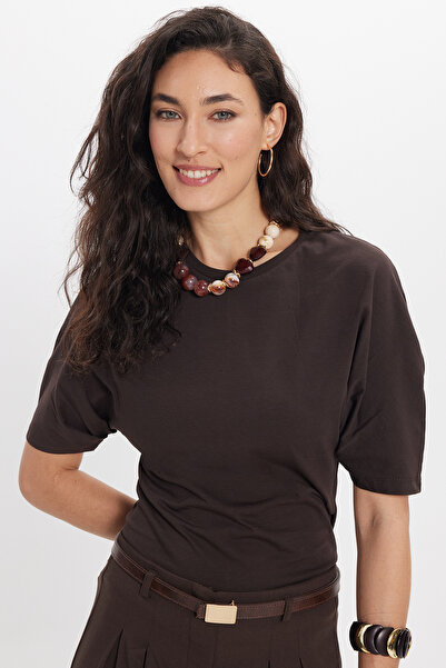 Tudors Γυναικεία μπλούζα oversize με φαρδιά γραμμή, 100% βαμβακερή, με λαιμόκ...