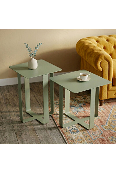 Artepera Frame 2'li Set Metal Sehpa, Dekoratif Yan Sehpa, Modern Tasarım
