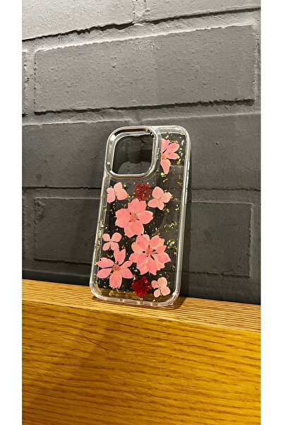 Case Gerçek çiçek desenli iPhone 16 pro kapak