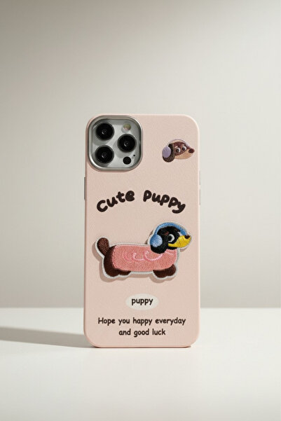 QUSCHU iPhone 13-14 Uyumlu Kawaii Nakışlı Sevimli Puppy Figürlü Silikon Telef...