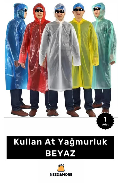 #Kullan At Yağmurluk Kapüşonlu Su Geçirmez Hafif Polietilen