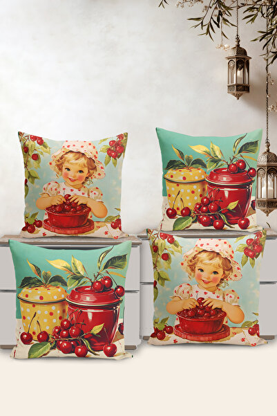 Filamente Σετ 4 καλύμματα μαξιλαριών διπλής όψης με ψηφιακή εκτύπωση - Άνοιξη...