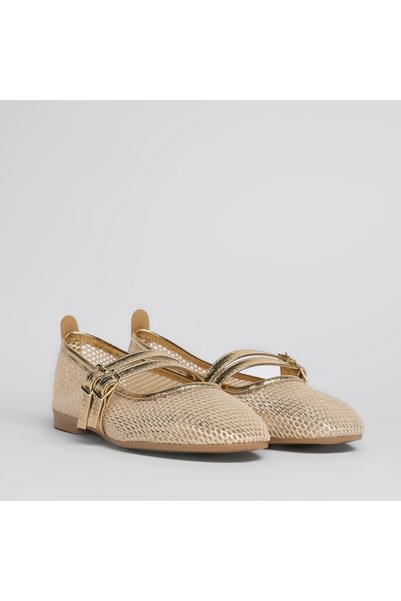 SHOELUKS File Gold Women's Ballerinas