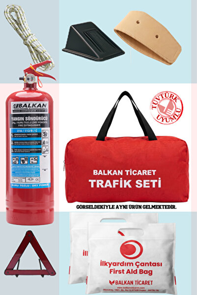 Balkan Ticaret Trafik Seti Çantalı Tüplü 2Kg Yangın Tüpü Reflektörlü Takozlu ...