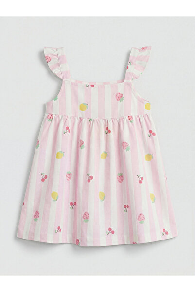 LC Waikiki Nevavm Square Neck Ruffle Baby Girl Dress with Difference