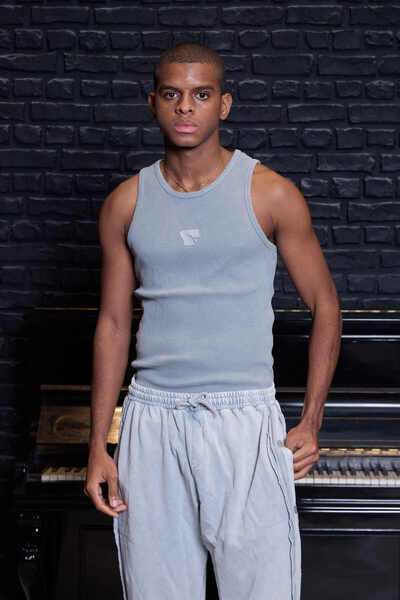 QUİCKPREP Men's Anthracite Gray Ribbed Athlete Undershirt - Slim Fit Lycra Co...