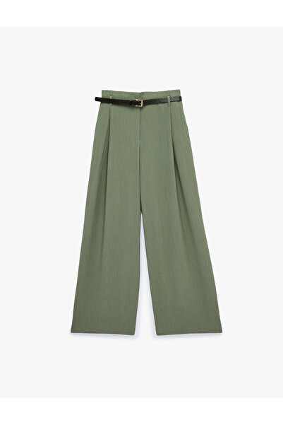 Koton Παντελόνι Παλάτσο από ύφασμα βισκόζης με πιέτες, τσέπες, ίσια φαρδιά μπ...