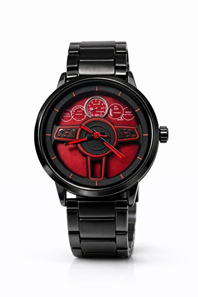 SHADOW STEERX Analog Watch for Men Stainless Steel Strap Red Dial Quartz Wris...