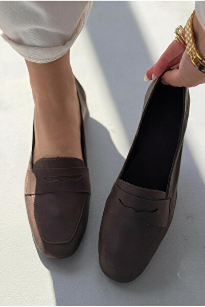 I Love Shoes Γυναικείο Loafer από Γνήσιο Δέρμα Melniel Acıkahve