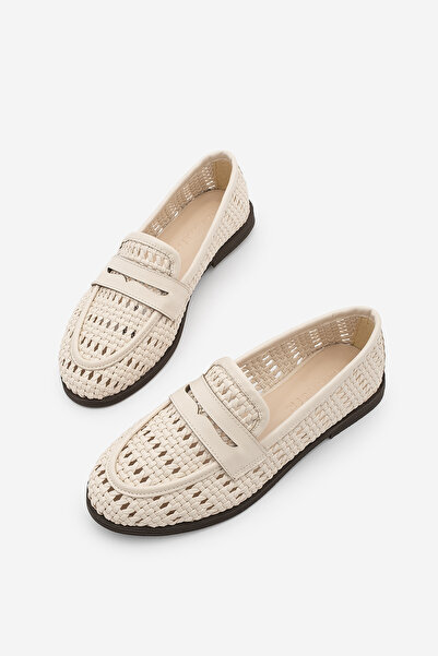 Marjin Γυναικεία Loafer Πλεκτά στο χέρι Παπούτσια Casual Maleno Ecru