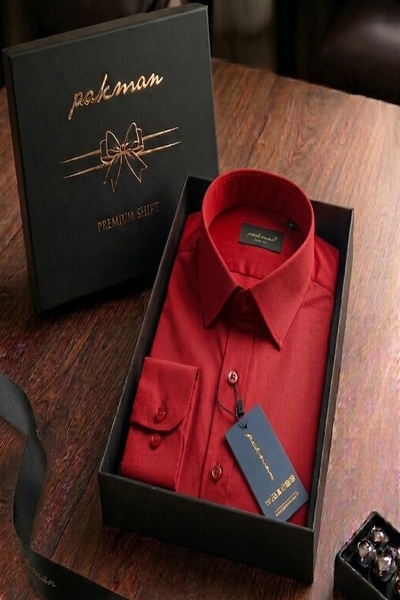 Pakman PREMIUM Pamuk Saten Slim Fit Erkek Gömlek - Hediye Kutulu