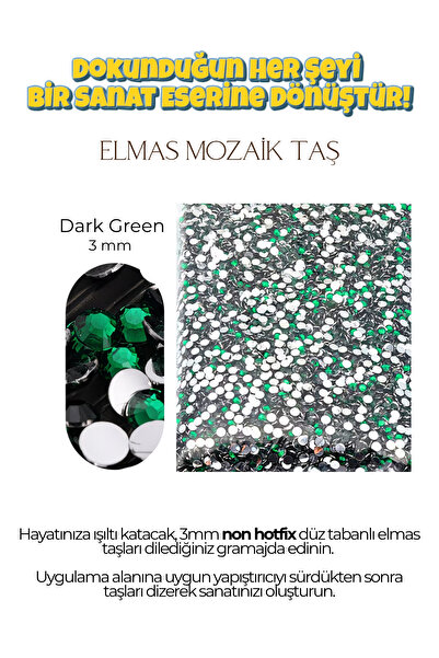 Brextco Store 1000 Adet Elmas Mozaik Taş | 3mm Non-Hotfix Düz Tabanlı Süsleme...