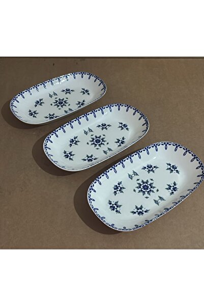 Güral Porselen 3 Pieces 24 cm Salad, Presentation, Boat Plate 1654