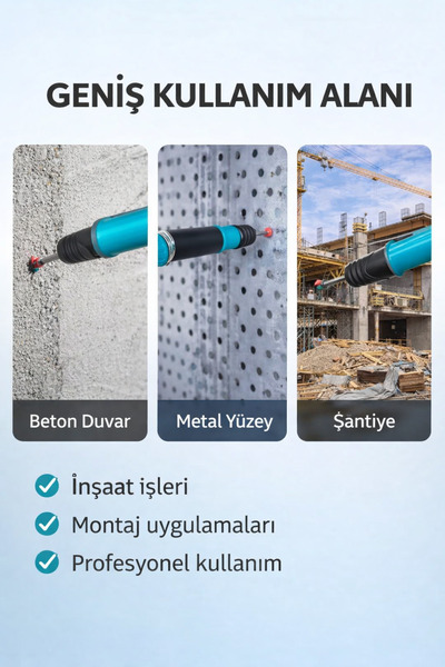 FREED TOOLS Barutlu Mekanik Çivi Çakma Tabancası 200 Adet Beton ve Metal