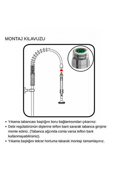 FlowSmart™ Yıkama Tabancası Debi Regülatörü 11L/DK | Mutfakta %50’ye Varan Su Tasarrufu | R1/2 Uyumlu