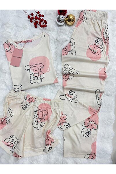 pijamaworld ALTI UZUN ŞORT 3LÜ PAMUKLU TAKIM