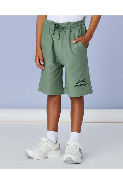 REDTAG Boys Green Placement Print Shorts