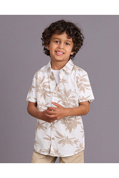 REDTAG Boys White Printed Shirt And T Shirt Set