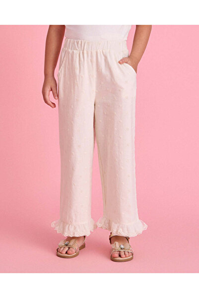 REDTAG Girls White Embroidered Trouser