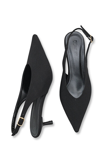 Bak Store Μαύρα σουέτ γυναικεία παπούτσια με τακούνι kitten και μυτερή μύτη