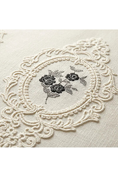 DANTEELHOME Eliza Embroidered Chenille 3-Piece Double Bedspread Cream Gray Embroidered