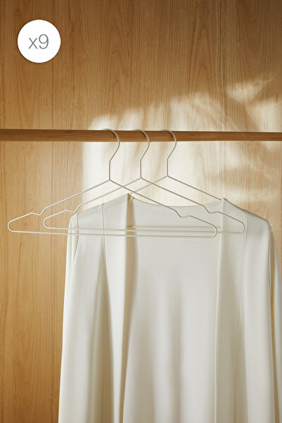 Ocean Home Textile 9 τεμάχια ματ λευκές μεταλλικές κρεμάστρες ρούχων, κρεμάστ...