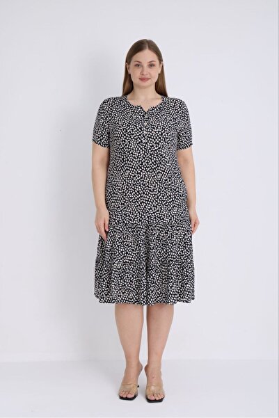 STELLETO Floral Print Double Ruffle Button Pocket Summer Casual Dress