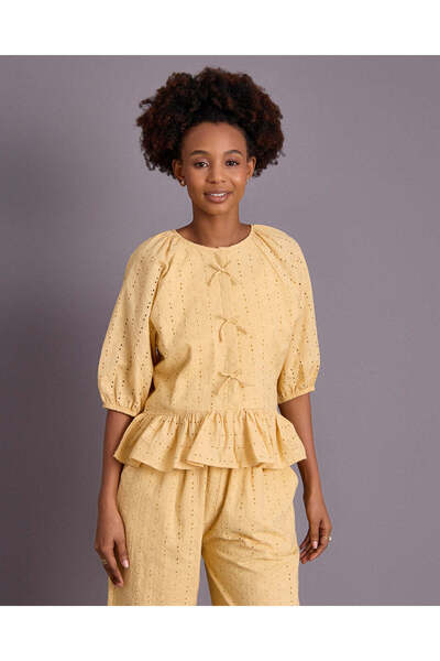 REDTAG Senior Girls Yellow Embellished Blouse