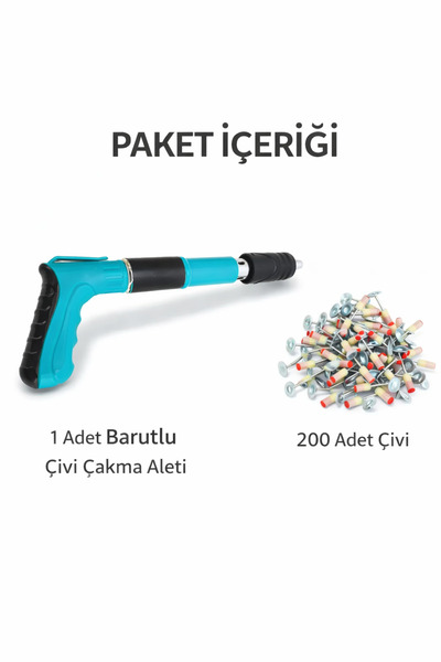 FREED TOOLS Barutlu Mekanik Çivi Çakma Tabancası 200 Adet Beton ve Metal