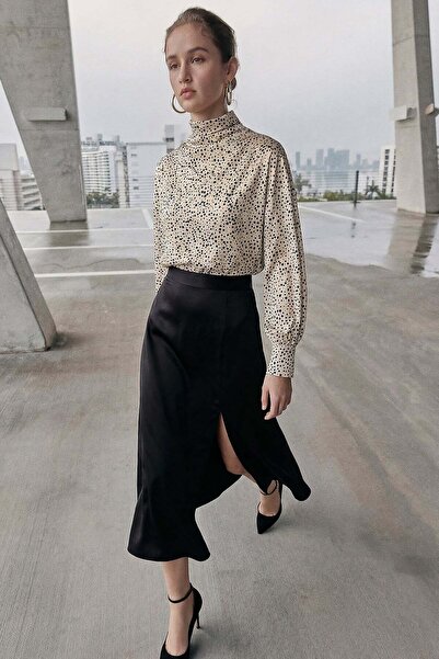 Sateen Μικρή μπλούζα με πουά σχέδιο - Μπεζ