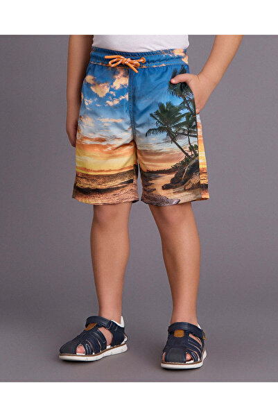 REDTAG Boys Orange Printed Swim Shorts
