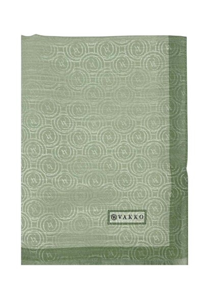 Vakko Pamuk İpek Şal - Helezon Monogram - Mint