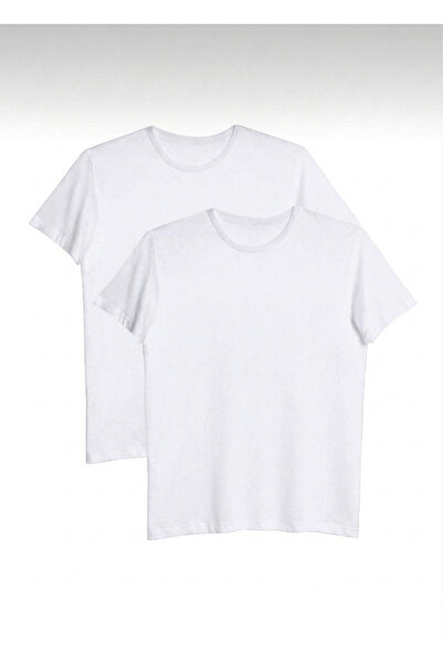 Bürke Σετ 2 ανδρικών/Unisex λευκών μπλουζών από 100% βαμβάκι με λαιμόκοψη Basic