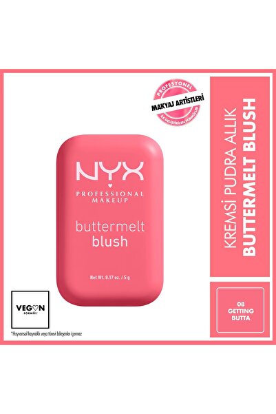 NYX Professional Makeup Buttermelt Blush Kremsi Pudra Allık 08 Getting Butta