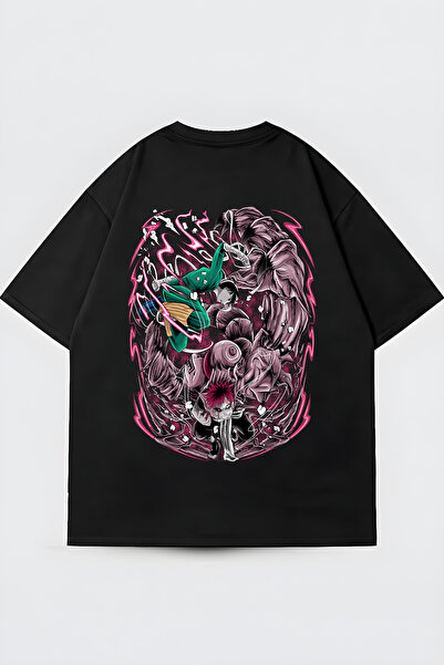 FUWEAR Unisex Μαύρο μπλουζάκι με στάμπα με φιγούρα anime σε στυλ Grunge Dark ...